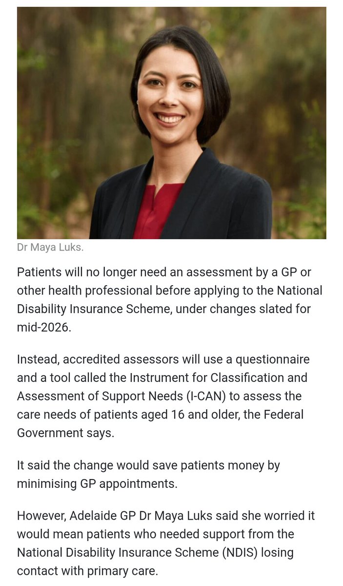 Imagine thinking that a GP assessment was the most expensive or rate limiting part of this assessment process!

Also, looking at the #ndis spend, whoever thought letting allied health and admin drive would be cheaper or better 🤷🏻‍♂️🤦🏻‍♂️

<a href="/RACGPPresident/">Royal Australian College of GPs (RACGP) President</a> @racg