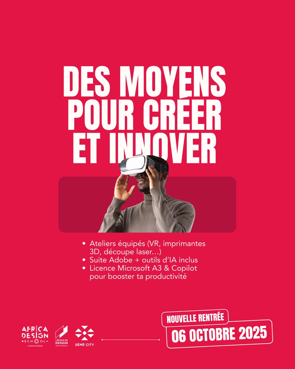AfricaDesignSch's tweet image. De la double diplomation (Bénin &amp;amp; France) aux équipements de pointe, en passant par notre incubateur et notre réseau international, tout est pensé pour révéler ton talent et transformer tes idées en solutions concrètes.
Découvre en 4 points ce qu’ #AfricaDesignSchool t’offre.