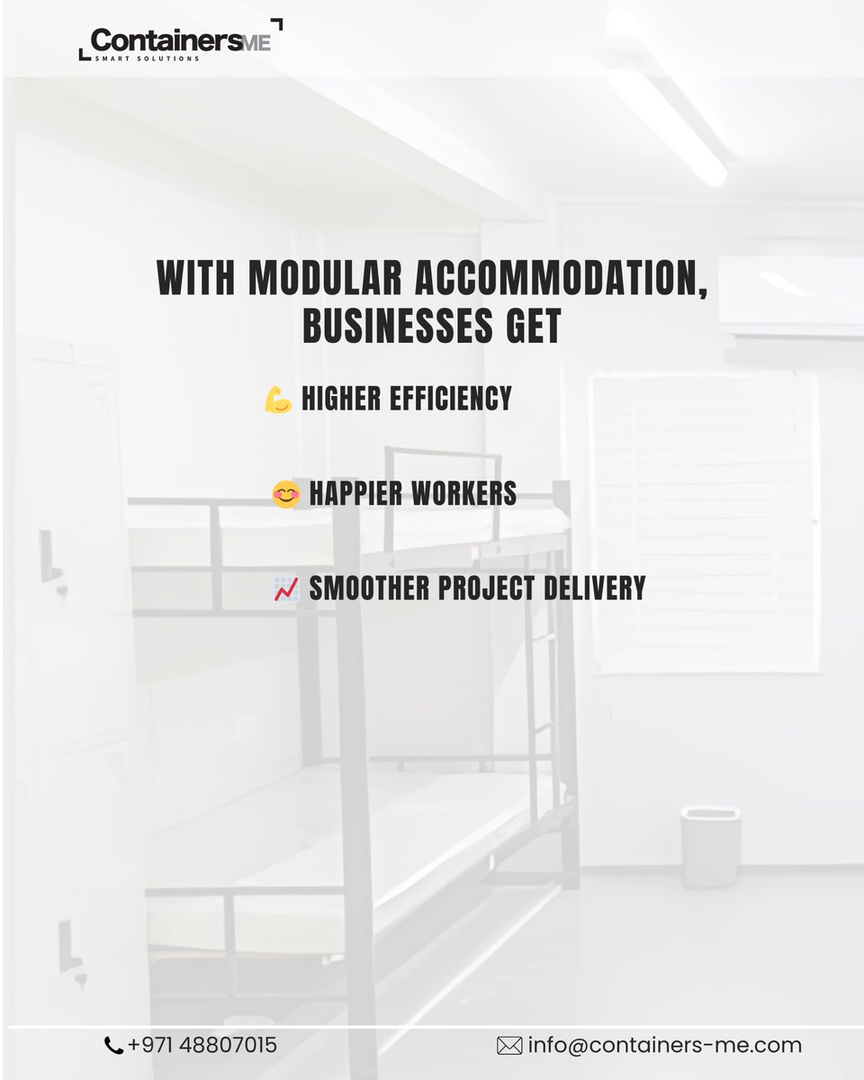Containers_me's tweet image. ❓ How do you house workers in remote project sites?

Modular container accommodation offers portable, safe, and comfortable housing with dining &amp;amp; recreation areas. 

Quick to deploy, scalable, and ideal for industrial projects. 🚚💪

#modularcontainers #workforcehousing