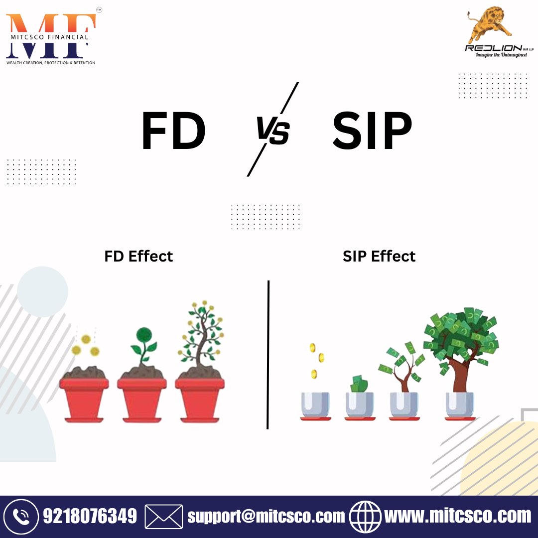 mitcsco's tweet image. 🌱 FD vs SIP — What’s growing your wealth?
FDs are safe 🌿, but SIPs let your money grow into a tree 🌳 with the power of compounding.
Choose smart. Invest wise.
📞 9218076349 | 🌐 mitcsco.com
#FDvsSIP #MitcscoFinancial #RedlionIMF #SmartInvesting #SIPGrowth