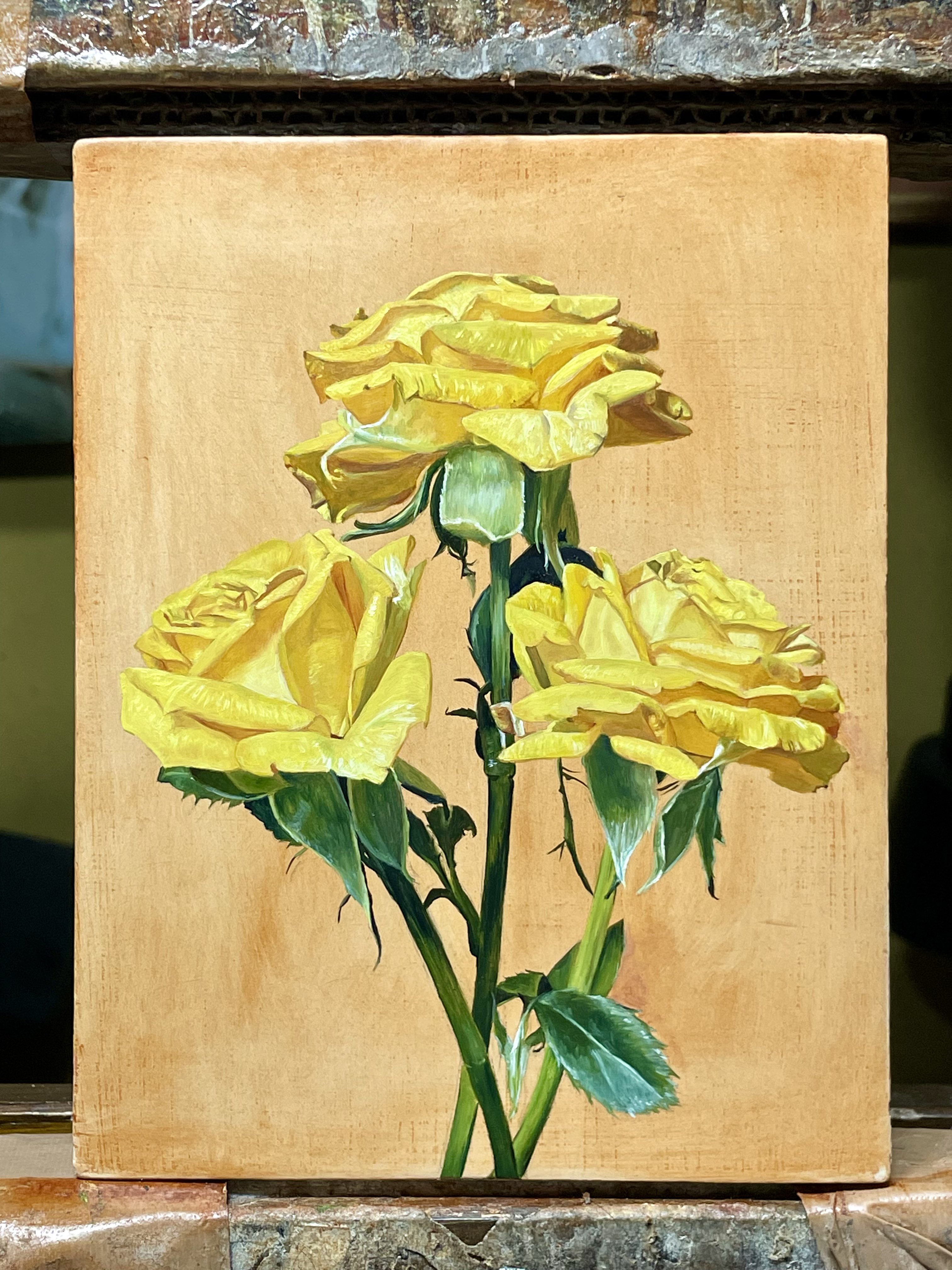 バラ絵画 田中岑「バラ」油絵・F6号 絵画買取・販売の小竹美術