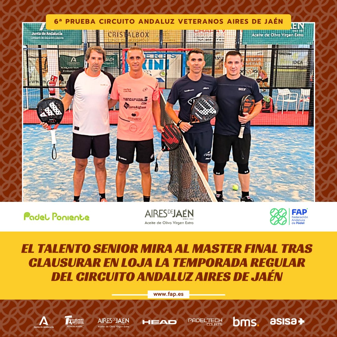 📝#CRONICAFAP: El talento senior mira al Master Final tras clausurar en #Loja la temporada regular del Circuito Andaluz de #VeteranosFAP Aires de Jaén. 

👀Puedes leerlo aquí: bit.ly/4o02AVc

#padel