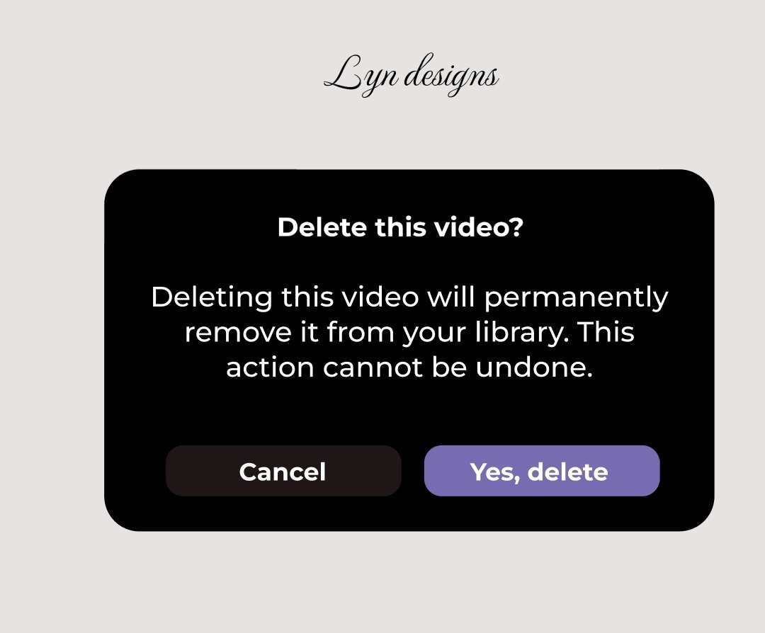 EvelynOlal17356's tweet photo. Hello techies π©βπ»
Just wrapped up designing a confirmation modal for deleting a video created in both dark and light modes to keep things clean, clear, and user-friendly.
#UIDesign #UXDesign #ModalDesign #DarkMode #LightMode #LynDesigns #madewithfigma #designjourney #opentowork https://t.co/1GnA9910Ow