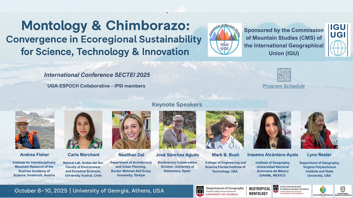 IGU_CMS's tweet photo. 🏔️ SECTEI 2025 begins! We are joining this international conference, proudly sponsored by IGU-CMS, to connect with distinguished speakers and colleagues.
#SECTEI2025 #IGUCMS #MountainStudies #Montology
https://t.co/pWYtkaBAZL https://t.co/he82GPYKZz