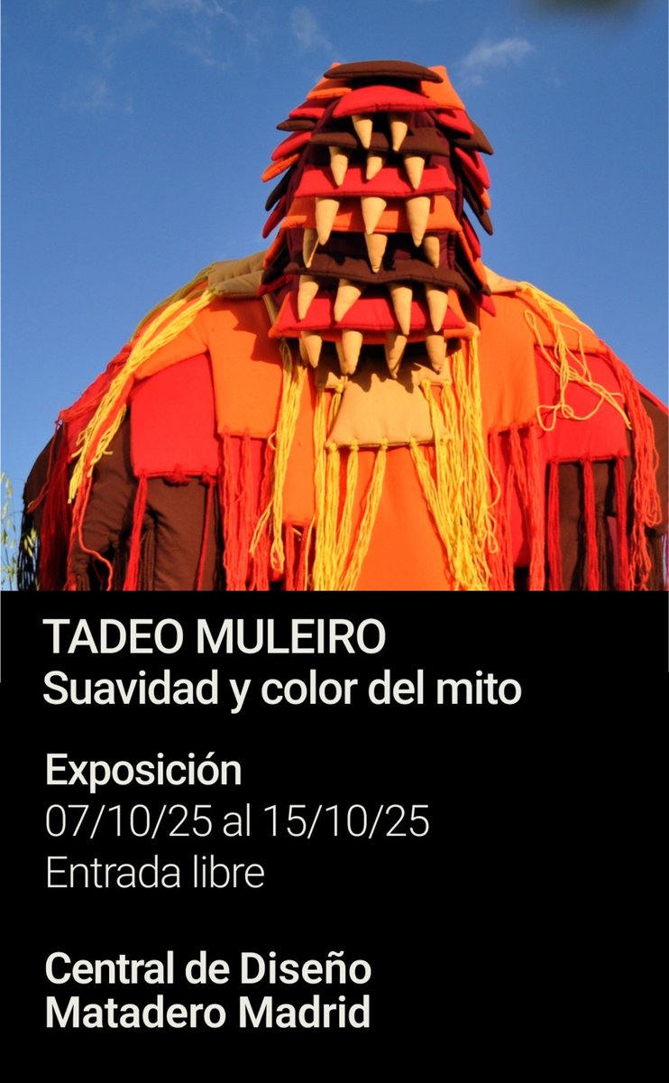 mataderomadrid (@mataderomadrid) on Twitter photo 🎨La #CentralDeDiseño acoge la exposición ‘Suavidad y color del mito' de Tadeo Muleiro, en el marco de ‘Buenos Aires en Madrid’.
Descubre en #MataderoMadrid su obra, en la que combina lo íntimo y lo ancestral
👉mataderomadrid.org/programacion/s…
En colaboración con <a href="/21distritos_/">21 DISTRITOS</a> y <a href="/di_mad/">DIMAD</a> 🎨La #CentralDeDiseño acoge la exposición ‘Suavidad y color del mito' de Tadeo Muleiro, en el marco de ‘Buenos Aires en Madrid’.
Descubre en #MataderoMadrid su obra, en la que combina lo íntimo y lo ancestral
👉mataderomadrid.org/programacion/s…
En colaboración con <a href="/21distritos_/">21 DISTRITOS</a> y <a href="/di_mad/">DIMAD</a>