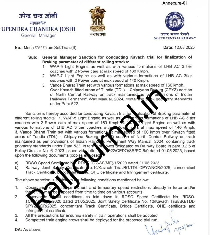 TechAnsuman's tweet image. The Chipyana (Delhi) - Tundla - Chipyana section (180 km) of the ALD Division, NCR is now sanctioned for 160 kmph sectional speed.

Soon, #VandeBharatExpress trains will run at 160 kmph (MPS) on this stretch reducing travel time significantly.

#IndianRailways

PC: RailJournal