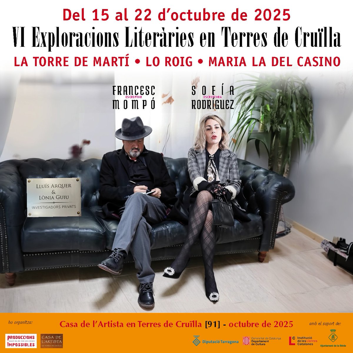 FrancescMompo's tweet photo. Aquest mes d’octubre. Farem un recorregut de novel·la negra adaptat a Les Terres de Cruïlla. Esdeveniment que organitza  anualment Produccions Impossibles i la Casa de l’Artista en Terres de Cruilla.  Agraïm la invitació que ens féu els escriptors Carles Molins i Emili Gil. https://t.co/yN24NQavI0