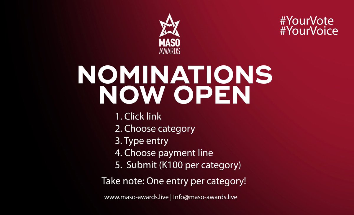 MasoAwards's tweet image. NOMINATIONS ARE NOW OPEN!
_________________________________
One entry vote per category👌

maso-awards.live/nominate

#YourVote
#YourVoice