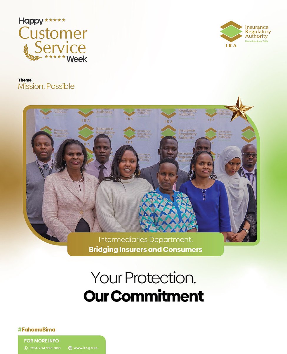 To our Intermediaries Department — thank you for strengthening trust between insurance intermediaries and policyholders. 

Your work ensures that every connection in the insurance ecosystem remains ethical, professional, and people-centered.  

#MissionPossible 
#CSWeek2025
