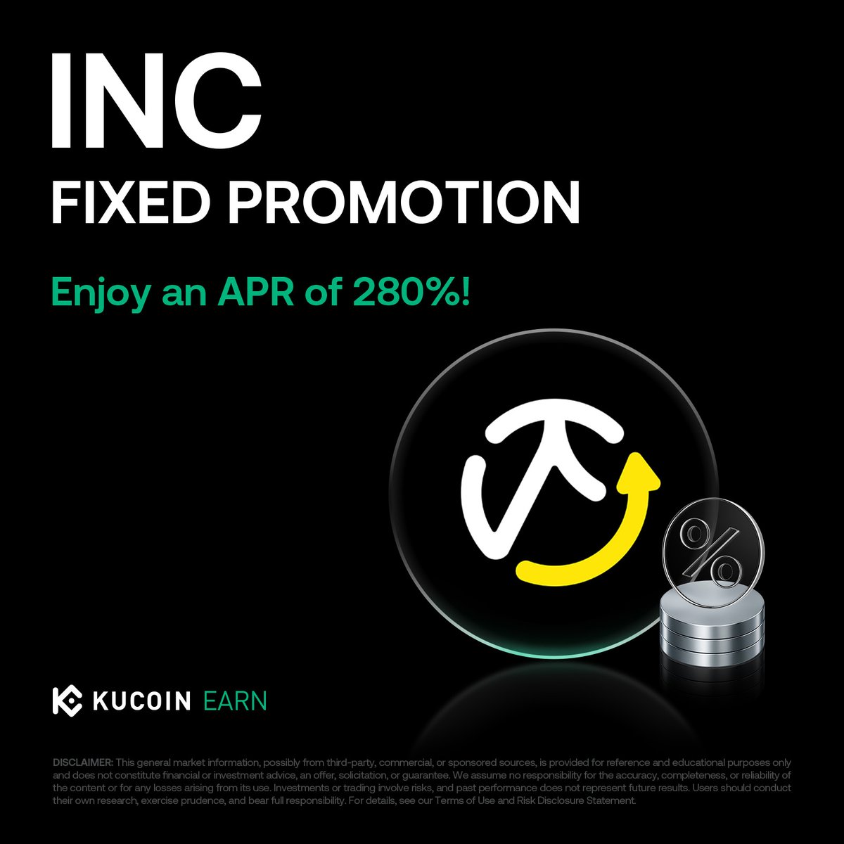 KuCoin_Earn's tweet image. 💰@WorldAssets_ $INC Fixed Promotion, enjoy an APR of 280%!

⏰Activity Start: 10:00:00 on October 7, 2025 (UTC)

Details: kucoin.com/announcement/e…