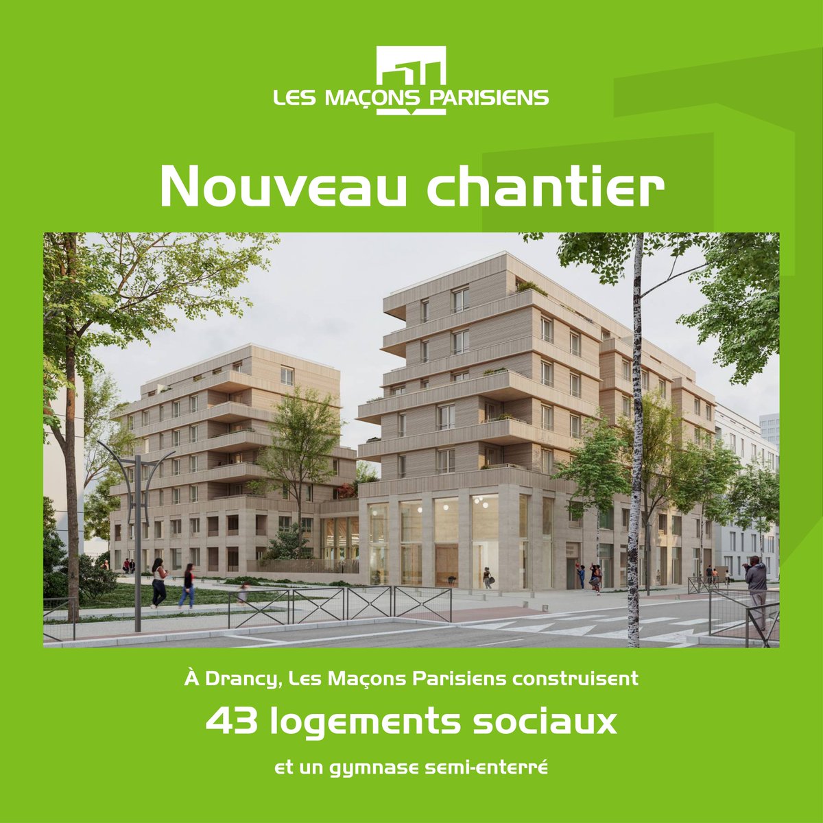 🏗 A @villededrancy, Les Maçons Parisiens construisent 43 logements sociaux et un gymnase semi-enterré en Entreprise Générale : lesmaconsparisiens.fr/r%C3%A9alisati…

📐 Maître d'ouvrage : Office Public de l’Habitat

🏛 Atelier d’architecture : OYAPOCK Architectes