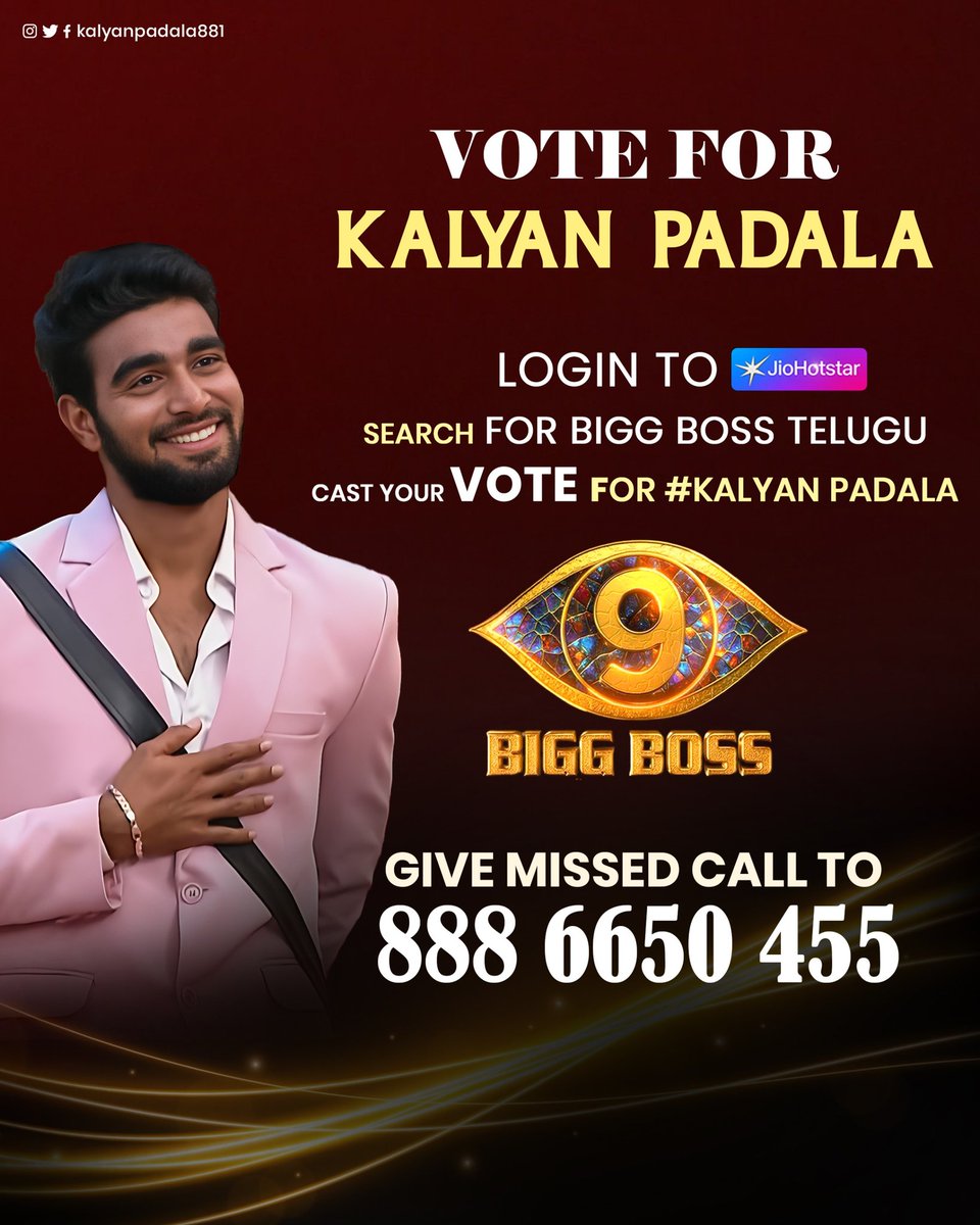 kalyanpada38118's tweet image. Your love gives me strength, and now it’s your turn to show it again.
👉 How to VOTE:
1️⃣ Give a missed call to 88866 50455
2️⃣ Vote via JioHotstar App
#TeamKalyanPadala #voteforkalyan #biggbosstelugu9 #biggboss9telugu #telugubiggboss #telugubiggboss9 #supportpawan  #biggboss9