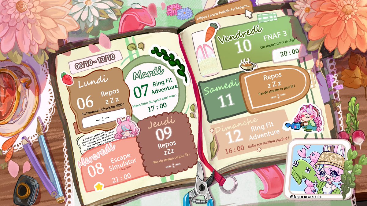 Hello, voici le planning de la semaine !
on se retrouve donc a 17h pour du ring fit !