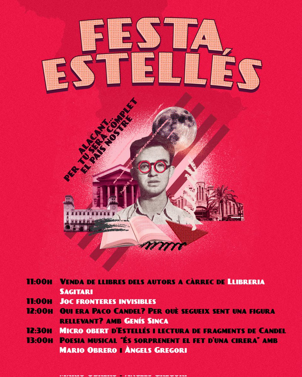 Òmnium HortaGuinardó (@omniumhg) on Twitter photo II Vermut Estellés
Una matinal d'activitats a la plaça Eivissa, en commemoració del poeta Vicent Andrés Estellés i el periodista i novel·lista Paco Candel.
👉 Amb <a href="/GenisSinca/">Genís Sinca</a>, Mario Obrero, <a href="/AngelsGregori/">Àngels Gregori</a>, <a href="/FronteresI/">Fronteres Invisibles</a> i <a href="/SagitariLlibres/">Sagitari Llibres II*II 🎗️</a>!
📆 Dissabte 11 d'octubre
T'hi esperem II Vermut Estellés
Una matinal d'activitats a la plaça Eivissa, en commemoració del poeta Vicent Andrés Estellés i el periodista i novel·lista Paco Candel.
👉 Amb <a href="/GenisSinca/">Genís Sinca</a>, Mario Obrero, <a href="/AngelsGregori/">Àngels Gregori</a>, <a href="/FronteresI/">Fronteres Invisibles</a> i <a href="/SagitariLlibres/">Sagitari Llibres II*II 🎗️</a>!
📆 Dissabte 11 d'octubre
T'hi esperem