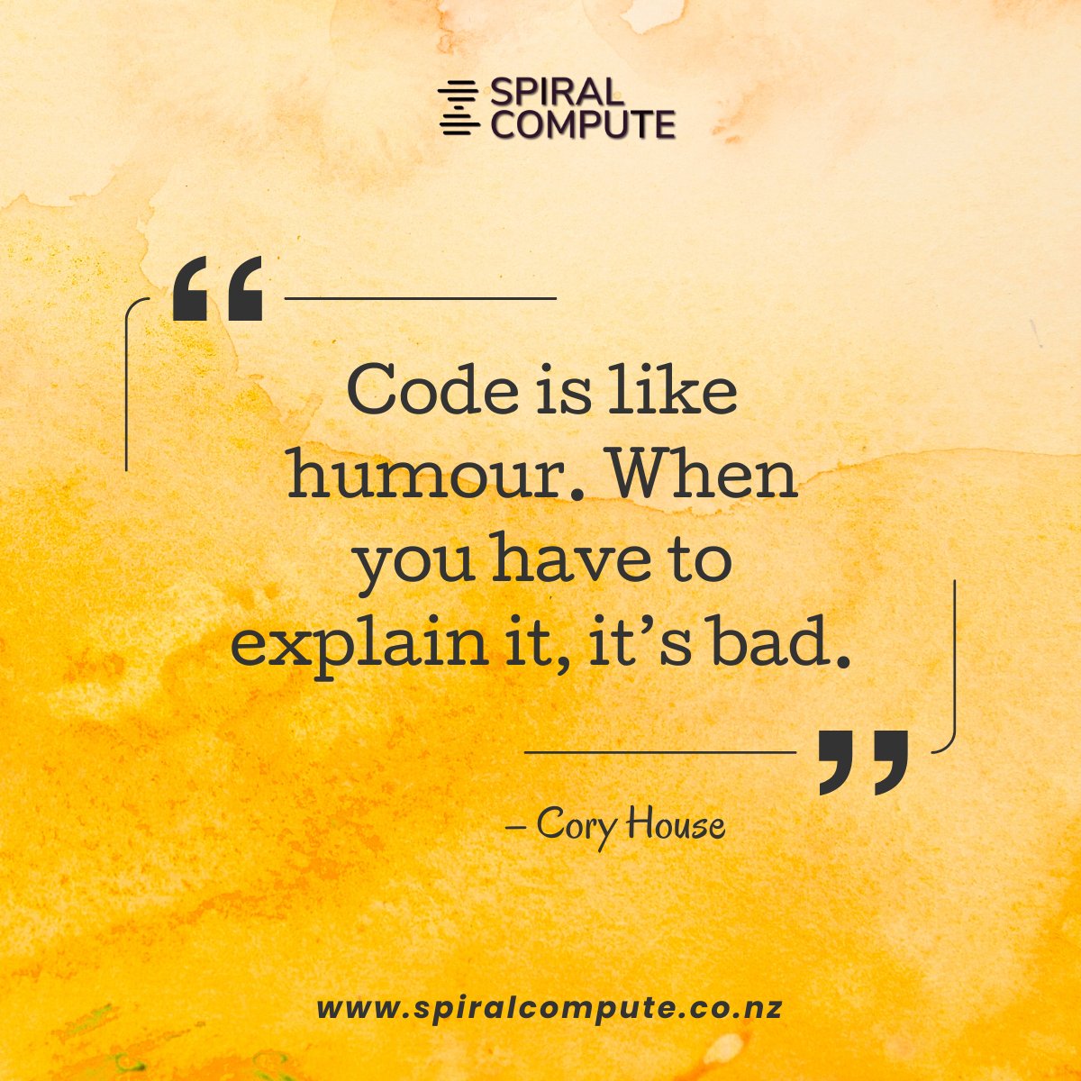 SpiralCompute's tweet image. Great code doesn’t need an explanation. Keep it elegant, clear, and efficient 😎✨
#SpiralCompute #CodingHumour #SoftwareEngineering #TechLife #CleanCode #TeamworkMatters