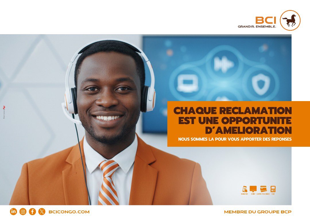 BciCongo's tweet image. ❓Vous avez une question ou une réclamation ?

Notre équipe est à votre écoute et prête à vous répondre !

📩 reclamations@bcicongo.com
📞 4443 / 06 134 77 00

#bcicongo #ServiceClientBCI #SemaineDuServiceClient #GrandirEnsemble