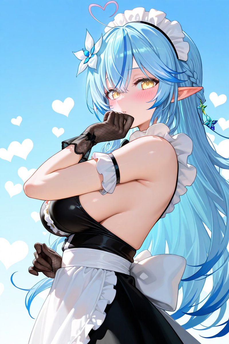 aihukadume's tweet image. ホロライブ　雪花ラミィ　メイド服 
#AIart #AIイラスト
