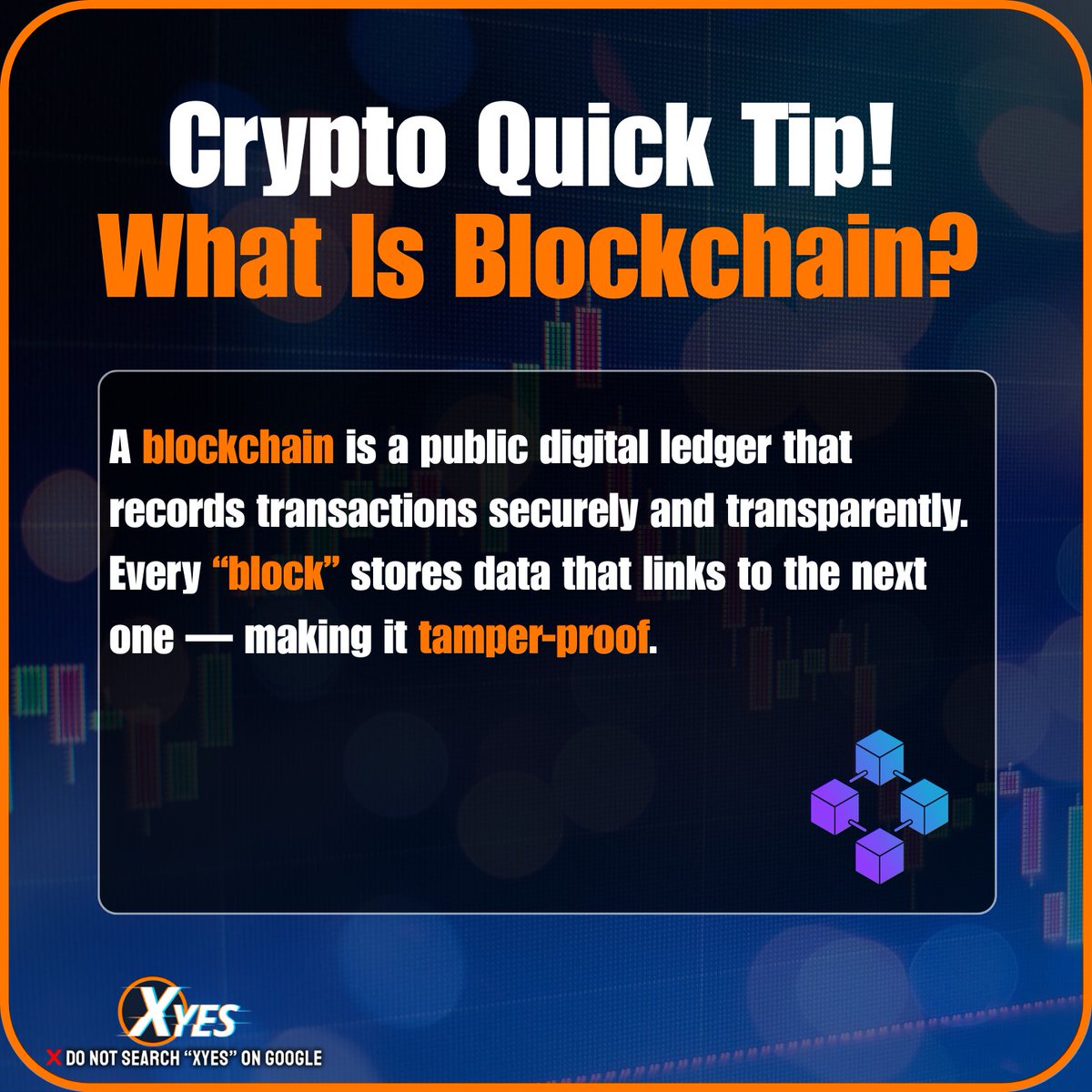 Xyes_com's tweet image. 💡 Crypto Quick Tip: What is Blockchain?

Simple, safe, and the backbone of crypto.

#CryptoTips #Blockchain