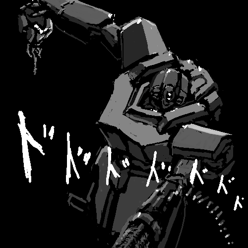 ra0aaa's tweet image. 昔描いたオリロボを全身画に　その13
 ・ガトリング砲
・装甲厚くて頑丈感
・ごつくて強そう
元デザイン的にはオリロボその10の親戚だと思う