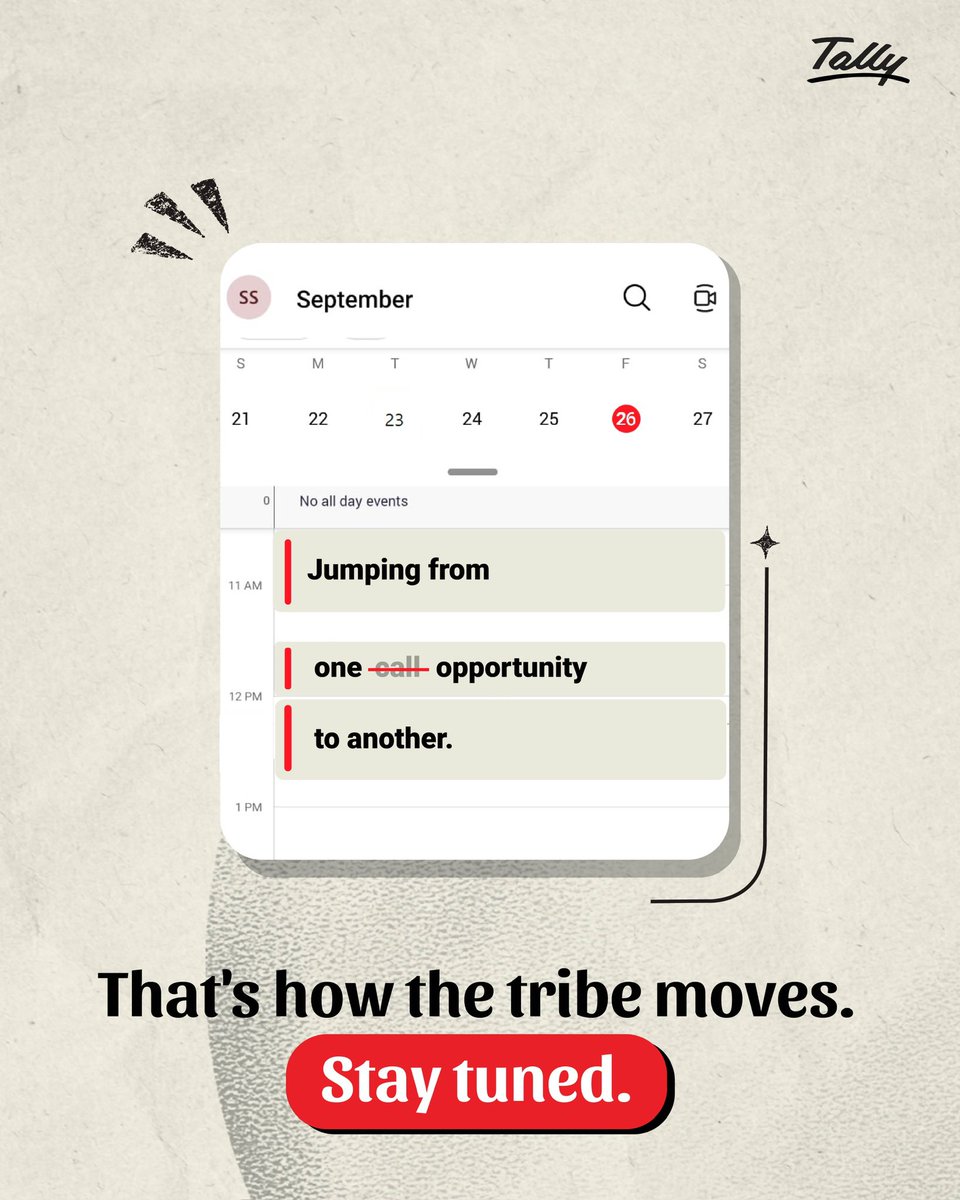 tallysolutions's tweet image. All calendars blocked for the tribe to craft something big! Stay tuned to know more.
#StayTuned