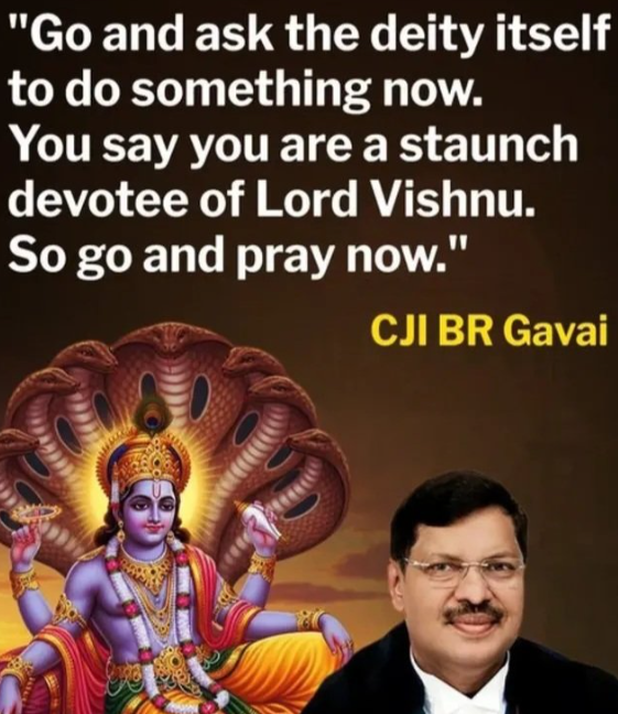 AshokKmrPandit's tweet photo. @narendramodi “Every Indian spoke to Lord Vishnu personally and confirmed — this was not an attack, it was divine footwear diplomacy! Truly inspiring how calm descended upon the courtroom, perhaps because justice finally met action… quite literally.” -- I don't support such message !! https://t.co/SNesNufuaM