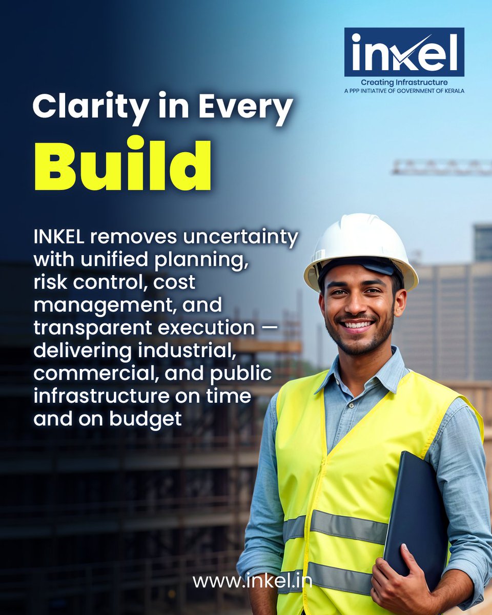 inkel_ltd's tweet image. On time. On budget. INKEL delivers industrial, commercial &amp;amp; public infrastructure with unified planning, risk control, and transparent execution.

Learn more: inkel.in

#ProjectManagement #InfrastructureDevelopment #OnTimeDelivery #RiskManagement #QualityAssurance