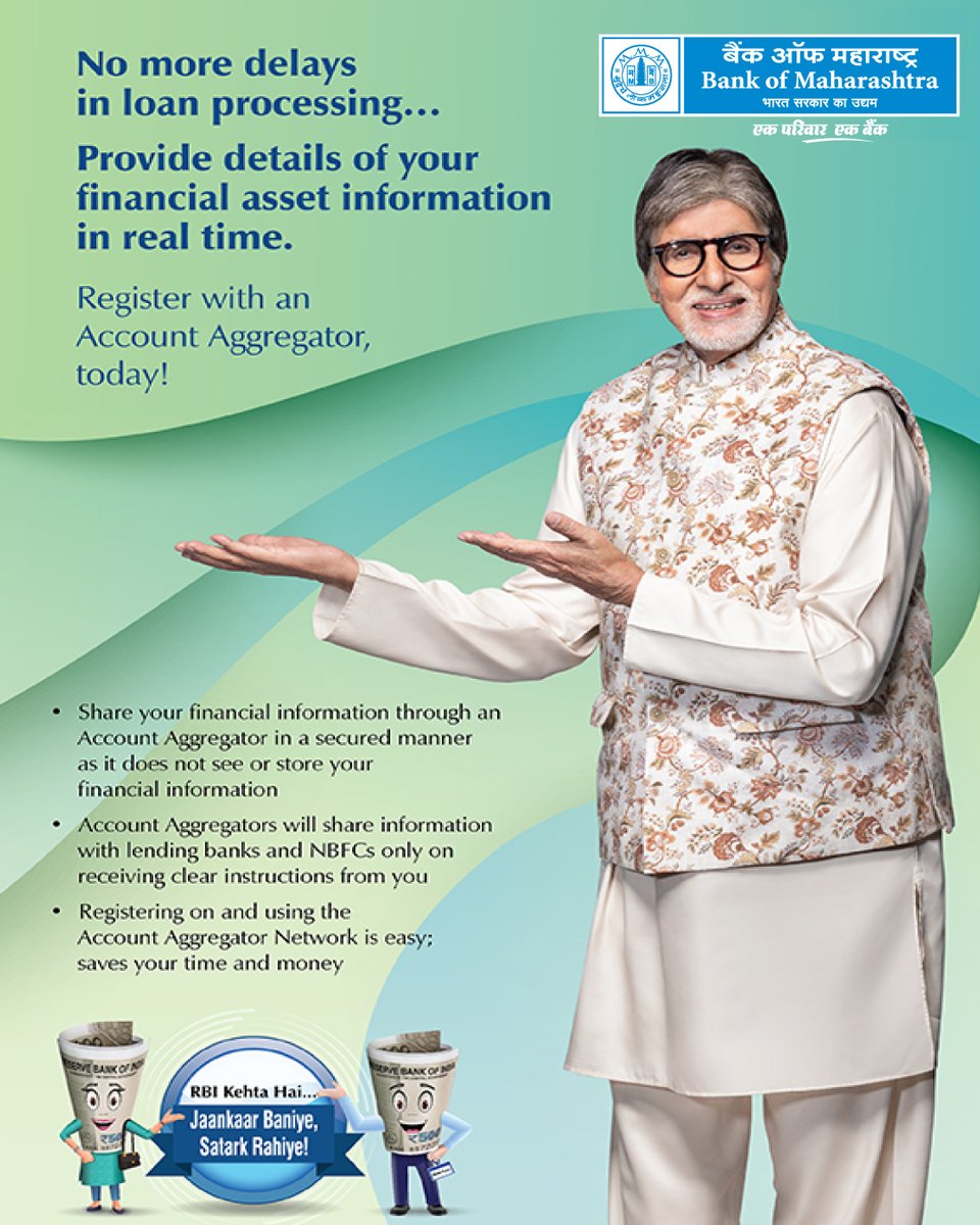 mahabank's tweet image. Loan delays? Not anymore. Now you can share your financial data securely and instantly through the #AccountAggregator network. This RBI-backed system puts you in control, your data is shared only with your consent, and never stored or seen by intermediaries.
@RBISays