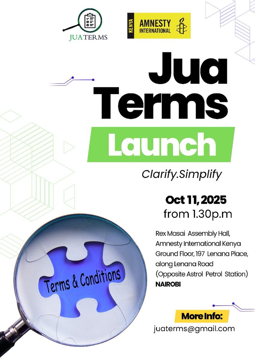 Come ready to learn, share, and engage!This Saturday, the Privacy First – Nairobi Team will be launching their new campaign titled “Jua Terms: Is it Consent or Coercion?”

Jua Terms is an initiative by Privacy First – Nairobi that seeks to empower young people to understand the