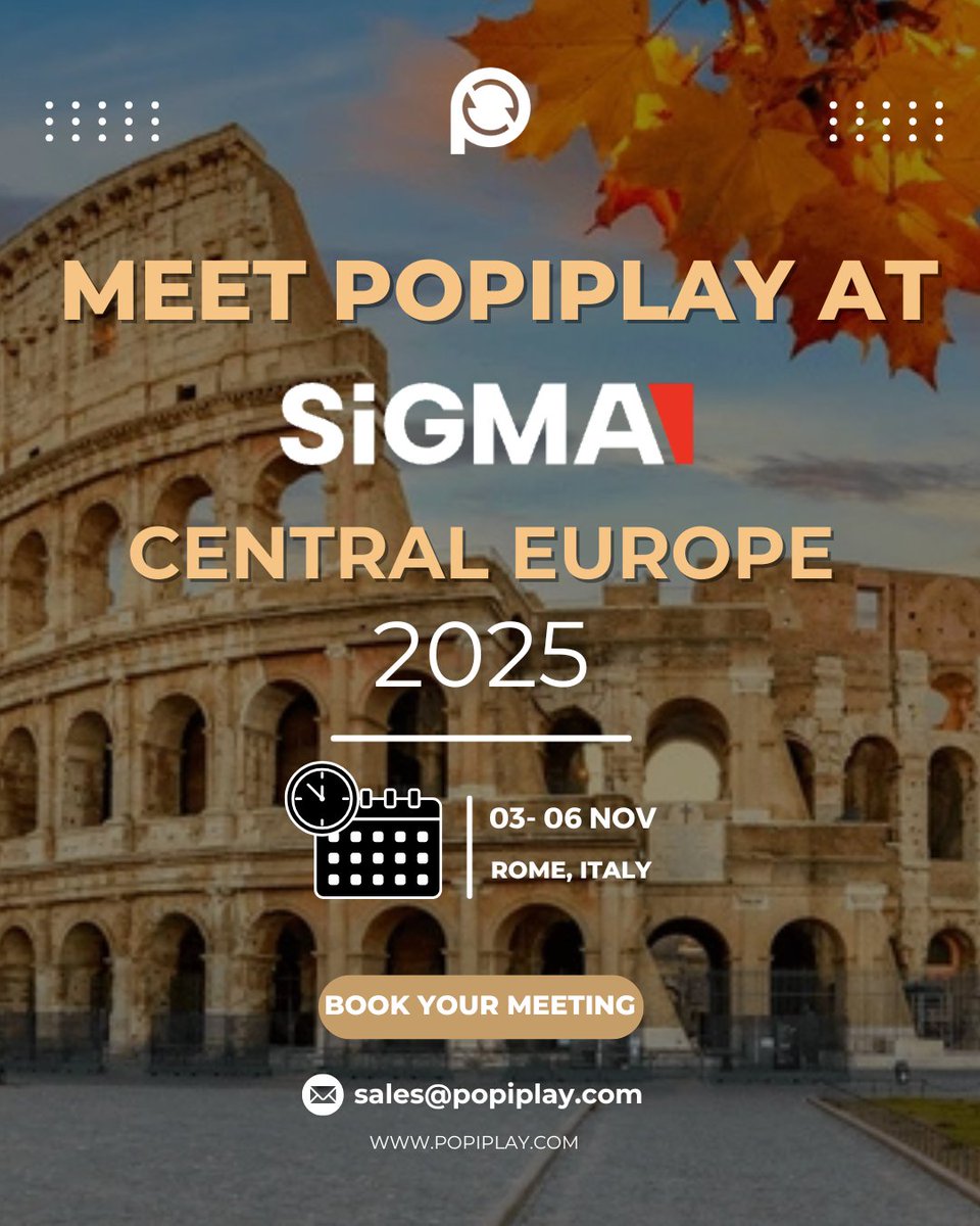 Popiplay is heading to SiGMA Central Europe in Rome (Nov 3–6)! 🎰

We’ll be there to network, share ideas &amp; connect with fellow iGaming innovators. 😊

Want to meet up? Drop us a DM and let’s catch up in Rome! 💬✨

#sigma #sigmaeurope #networking #Popiplay #iGaming