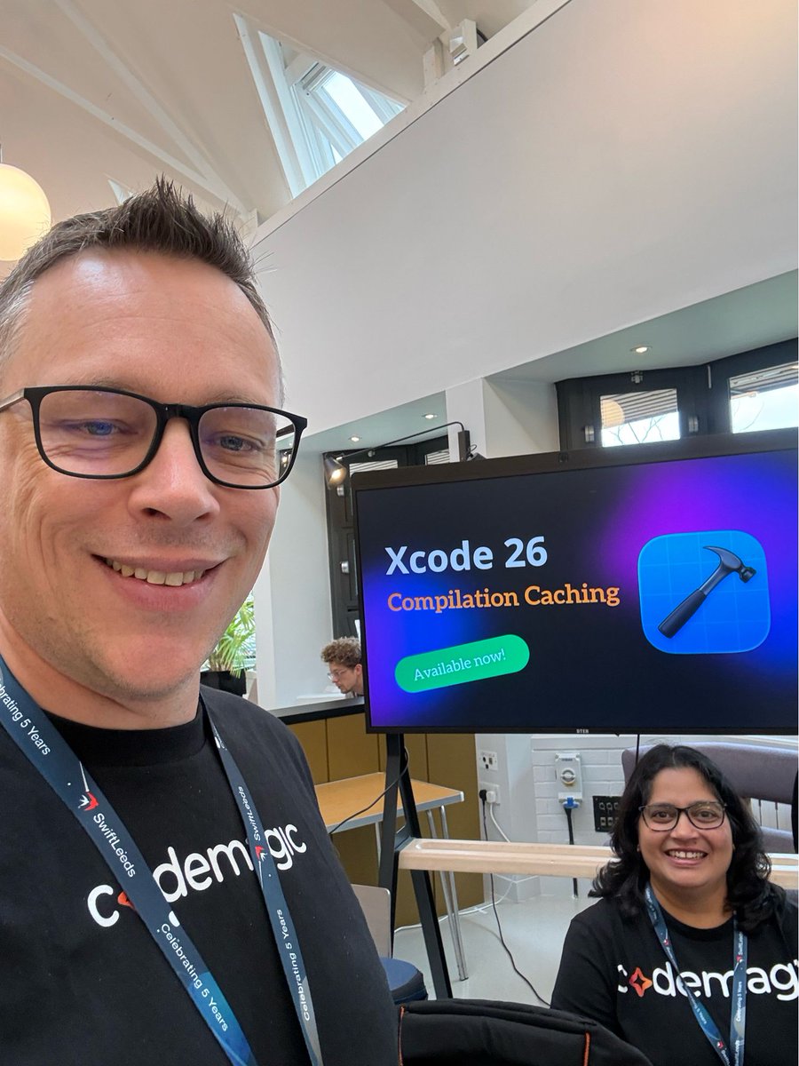 kevsuda's tweet image. I’ve been testing Xcode 26 compilation caching on Codemagic with amazing results. 

Depending on the app I’ve seen builds finishing 30% to 50% faster (benchmarks available soon) ⚡️

Check out the docs:

docs.codemagic.io/knowledge-code…

Something new to talk about at #SwiftLeeds 🤣