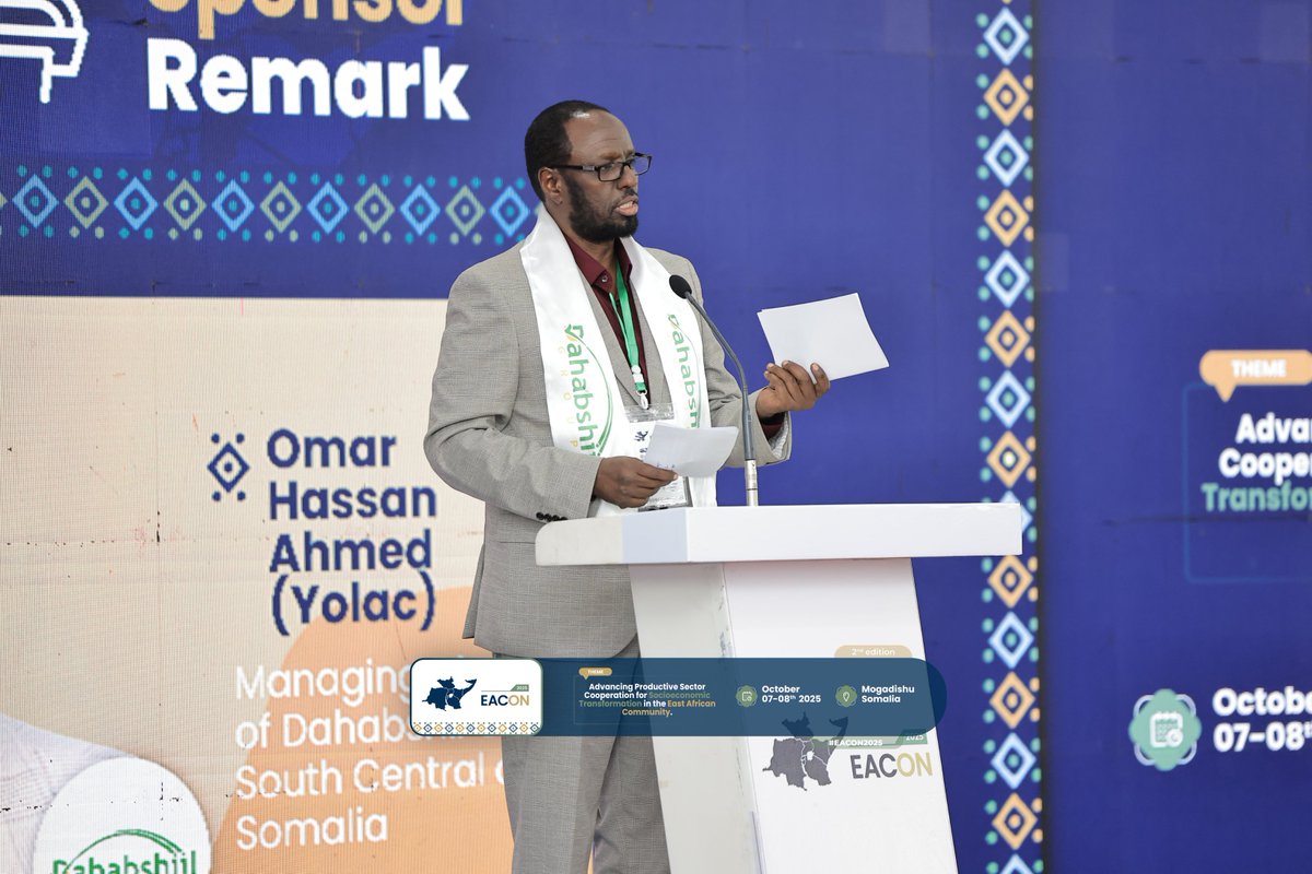 Conferenceeacon's tweet photo. Empowering East Africa through innovation and collaboration. Proud to support EACON 2025."
Omar Hassan Ahmed (Yolac), Managing Director, Dahabshil Group South & Central Somalia
#EACON2025 #EastAfrica #Innovation #Collaboratio https://t.co/8rygY8dFCR