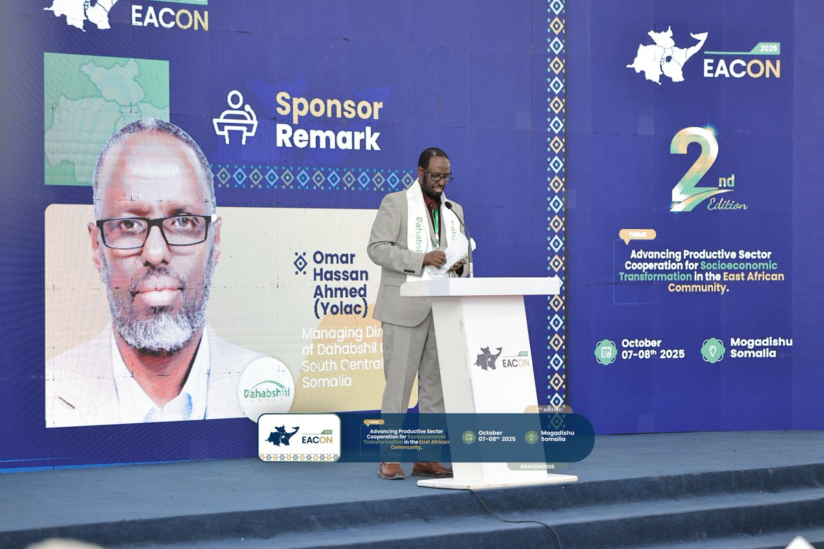 Conferenceeacon's tweet photo. Empowering East Africa through innovation and collaboration. Proud to support EACON 2025."
Omar Hassan Ahmed (Yolac), Managing Director, Dahabshil Group South & Central Somalia
#EACON2025 #EastAfrica #Innovation #Collaboratio https://t.co/8rygY8dFCR