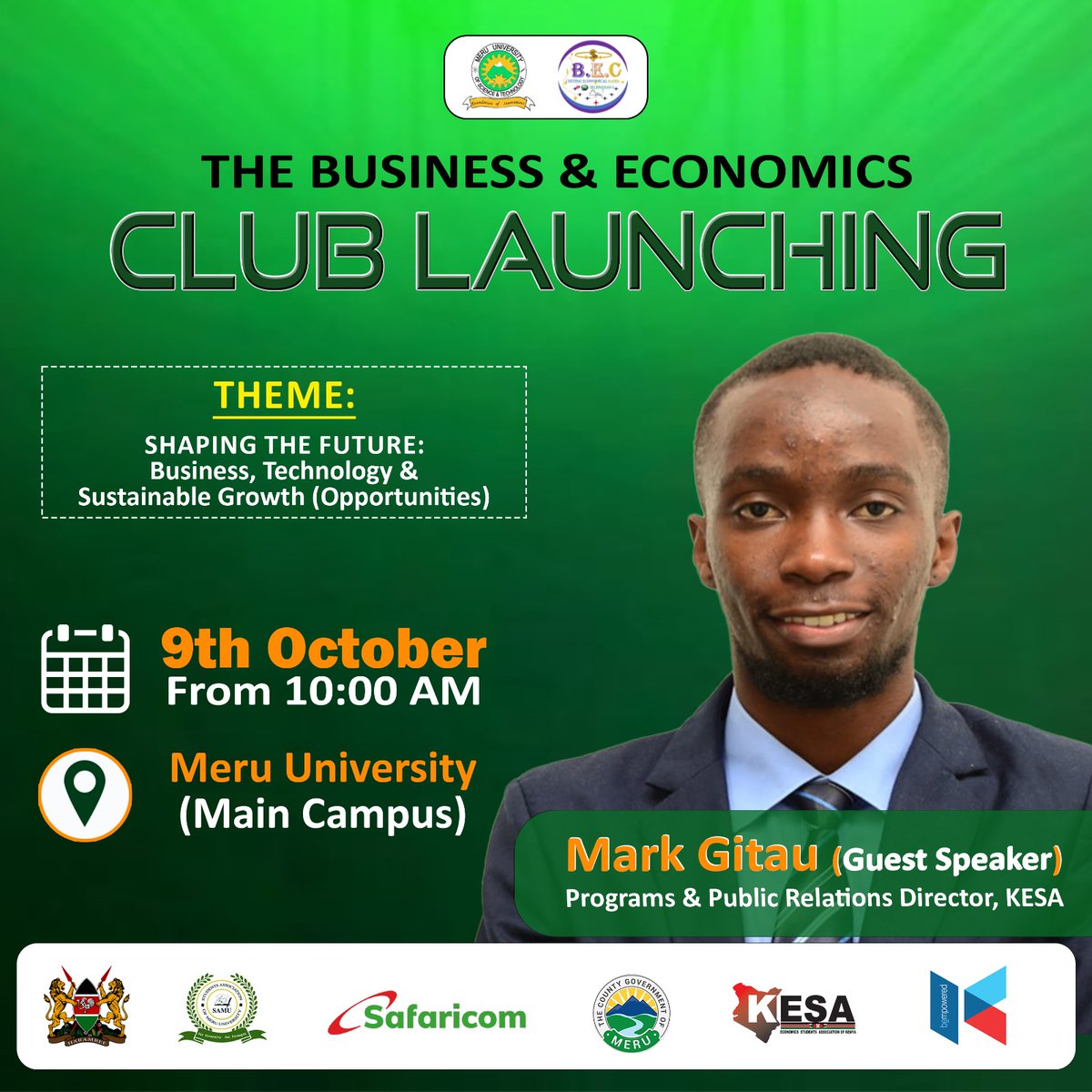 kesa_kenya's tweet image. As our #KESA community keeps growing, we're pleased to welcome our youngest member Association, The Business and Economics Club (BEC) of @MeruUniversity. Mark Gitau, KESA's PPRD will be joining BEC on 9th October as we usher in the new economics club.

#unityofpurpose
#wearekesa
