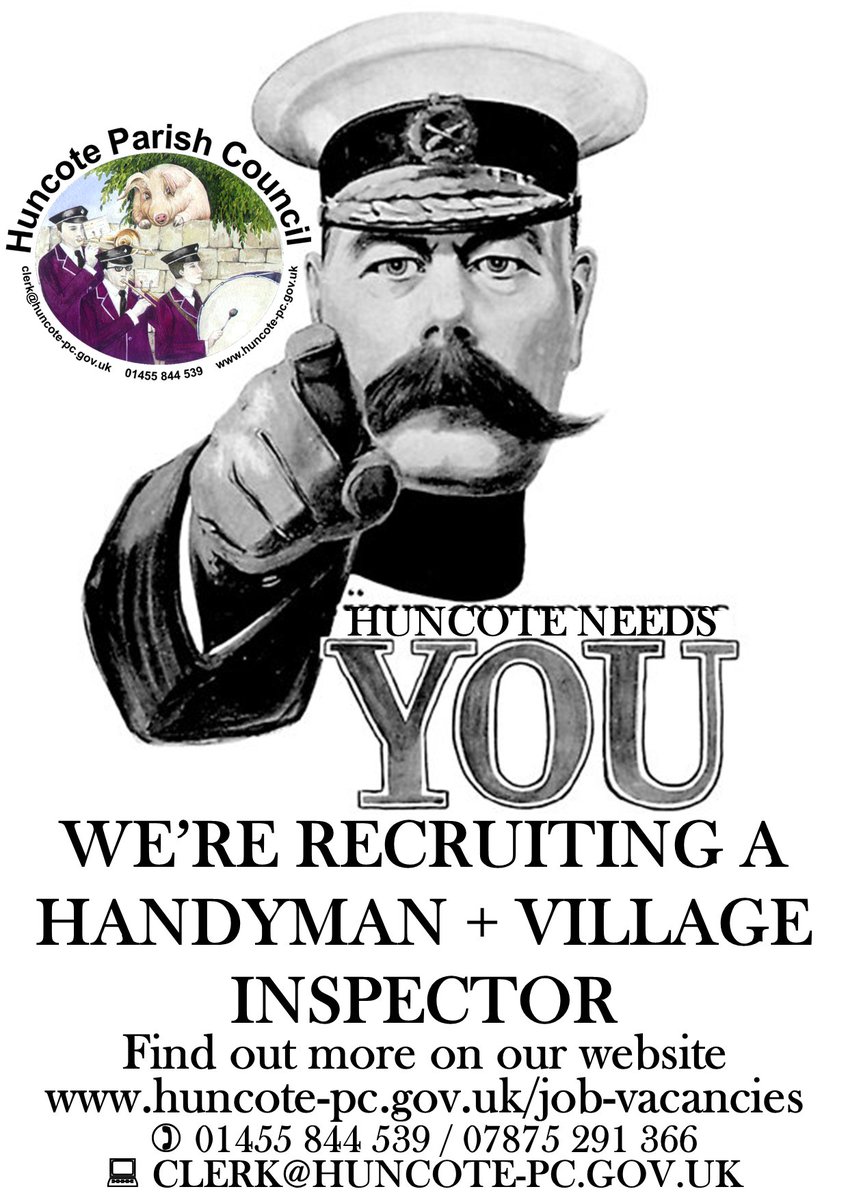 HuncotePC's tweet image. We're recruiting a Handyman + Village Inspector.

10 hours per week

Full details available on the website huncote-pc.gov.uk or by emailing the Clerk at clerk@huncote-pc.gov.uk.

The closing date for applications is 6pm, Tuesday, 14 October 2025.