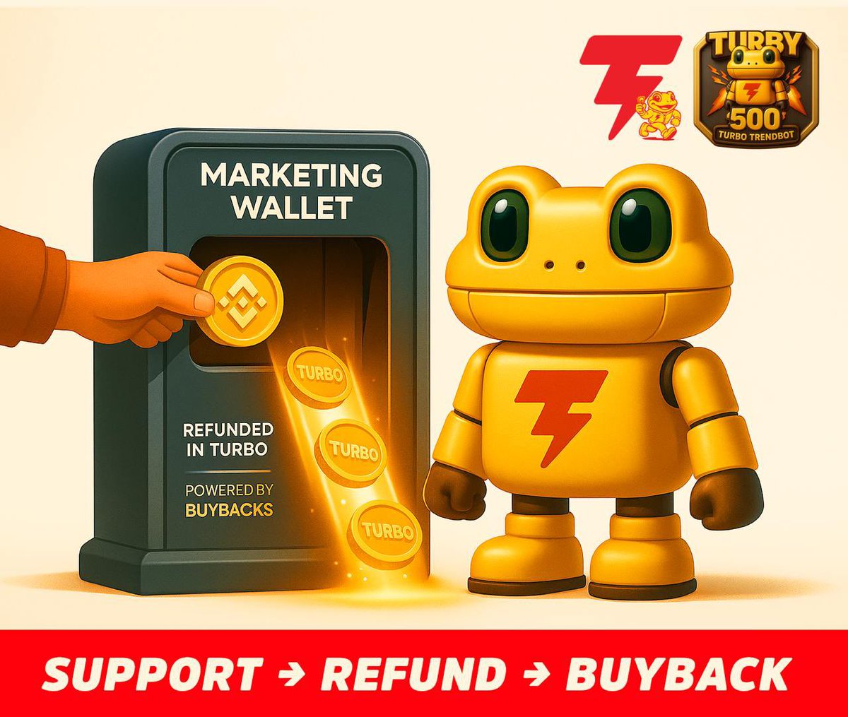 TURBOBSC (@turbo_cto) on Twitter photo Show support fam this what real builders do for there community 🫡
Yo frens, here’s the plan 👉
Send BNB to the marketing wallet (BSC): 
0x837878F20A7493cC2d8ABb19C2A6d0B5681d05d8
You’ll be refunded in TURBO ⚡ and this fuels the weekly buyback.
Not shill, just community Show support fam this what real builders do for there community 🫡
Yo frens, here’s the plan 👉
Send BNB to the marketing wallet (BSC): 
0x837878F20A7493cC2d8ABb19C2A6d0B5681d05d8
You’ll be refunded in TURBO ⚡ and this fuels the weekly buyback.
Not shill, just community