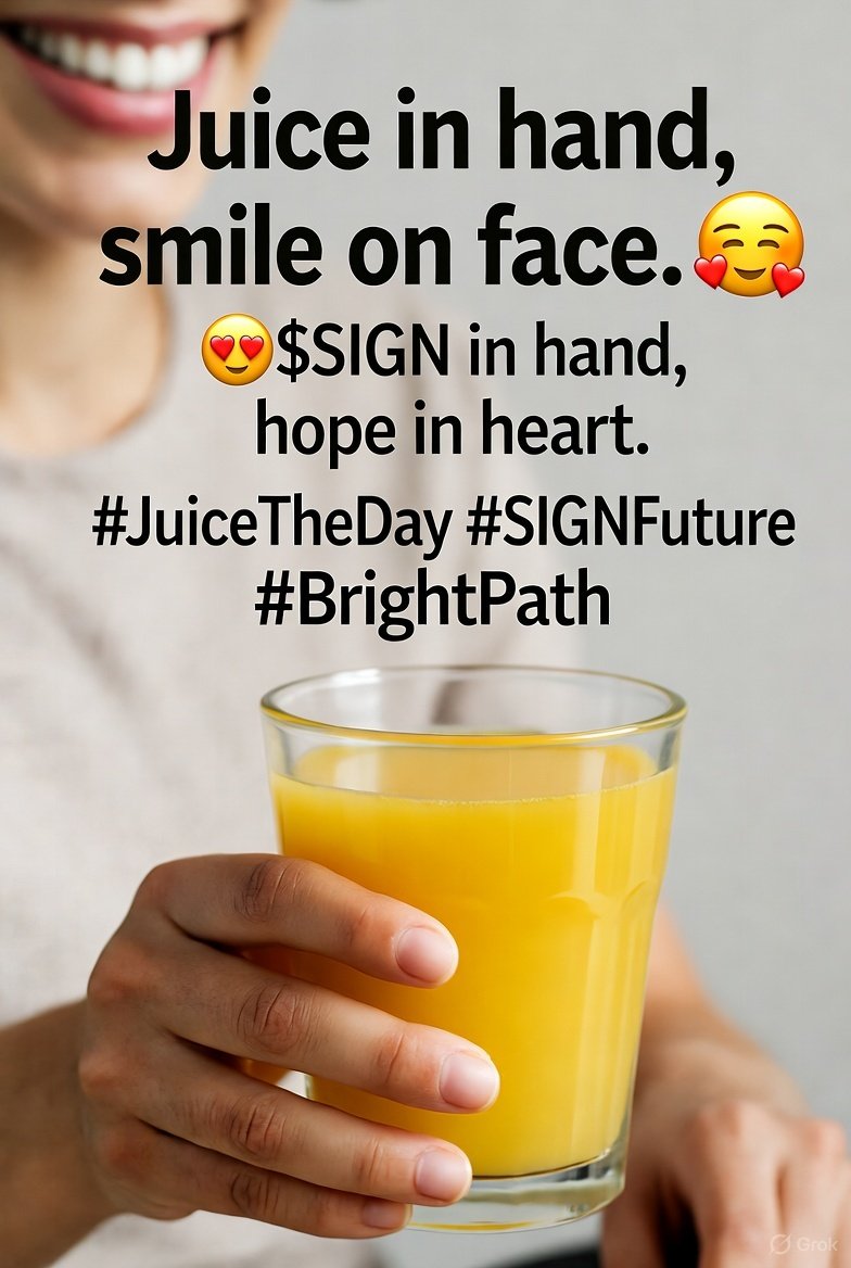 RinkashiRukita's tweet photo. Juice in hand, smile on face. 🍊
👉 $SIGN in hand, hope in heart.
#JuiceTheDay #SIGNFuture #BrightPath https://t.co/Ls1Bq0po4F