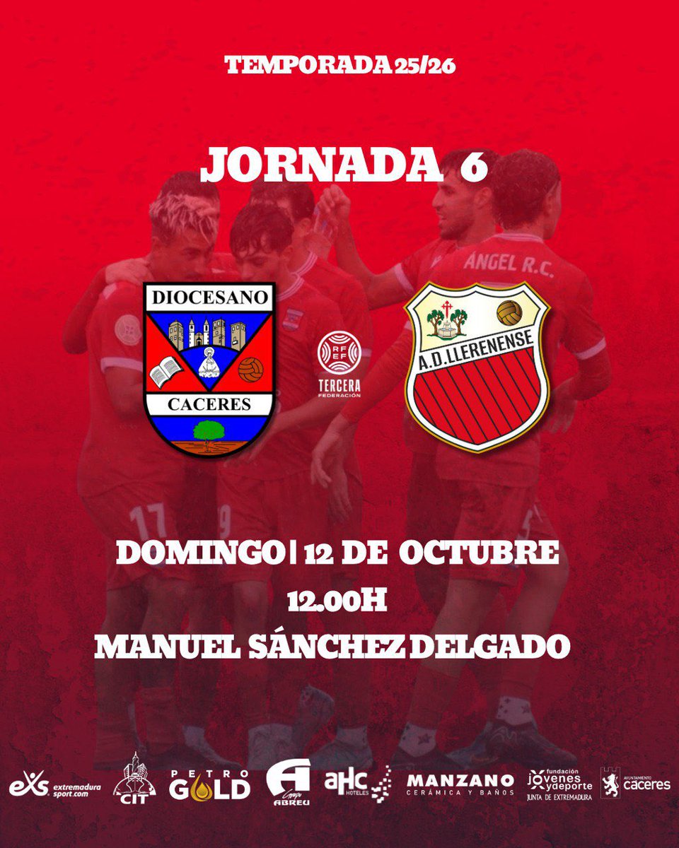 𝗝𝗼𝗿𝗻𝗮𝗱𝗮 𝟲 | 𝟯𝗥𝗙𝗘𝗙
🔜 <a href="/adllerenenseof/">A.D. LLERENENSE</a> 
📅 Domingo, 12 de Octubre 
⏰ 12.00h
🏟️ Manuel Sánchez Delgado