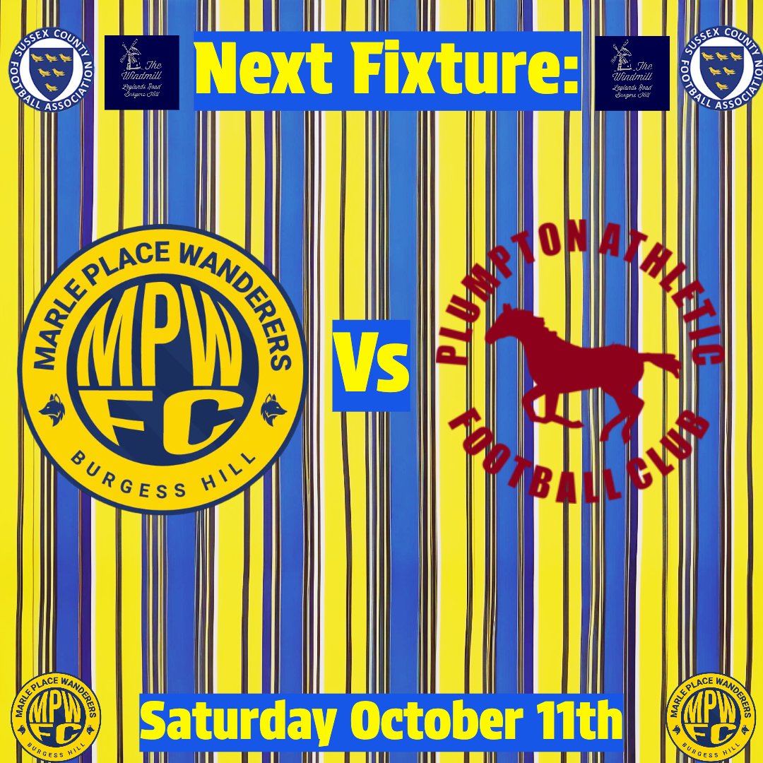 NEXT FIXTURE 💛💙

Our first team will look to bounce back from last weekend's defeat and get back to winning ways in the league this Saturday as we take on Plumpton Athletic at Burgess Hill Academy

KO: 2pm