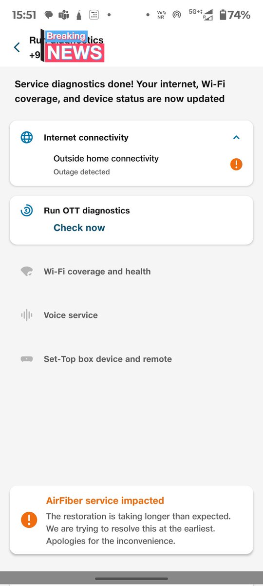 deshbhaktime's tweet photo. @reliancejio @JioCare I am unable to contact customer support as it's saying that there's a power outage in my area and I am getting this error for the last 6 days, please help me in surrendering the connection as I don't want to use services because of this issue. Please contact https://t.co/WanNUNQo0w