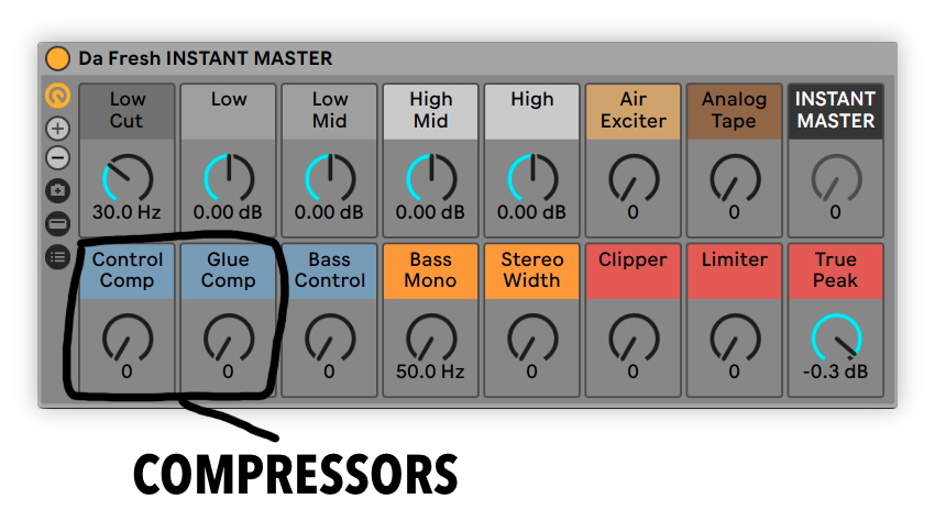 Da_Fresh's tweet image. Messy dynamics = amateur mix 🚫 INSTANT MASTER’s Control Comp + Glue Comp tame mids / highs and glue your track for punchy, pro sound 🎛🔥 dafresh.gumroad.com/l/instantmaster #musicproduction #ableton #mastering