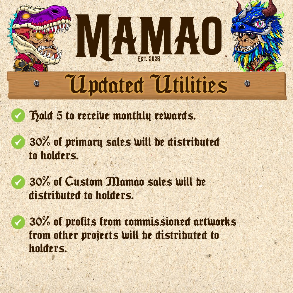 Mamaodamao's tweet image. Mamao Utilities update 🥳
👉xrp.cafe/collection/mam…

#xrp #xrpl #xrphasnfts #nft #XRPCommunity #XRPFamily #XRPHolders #XRPCafe #XRPLNFT #XRPNFT