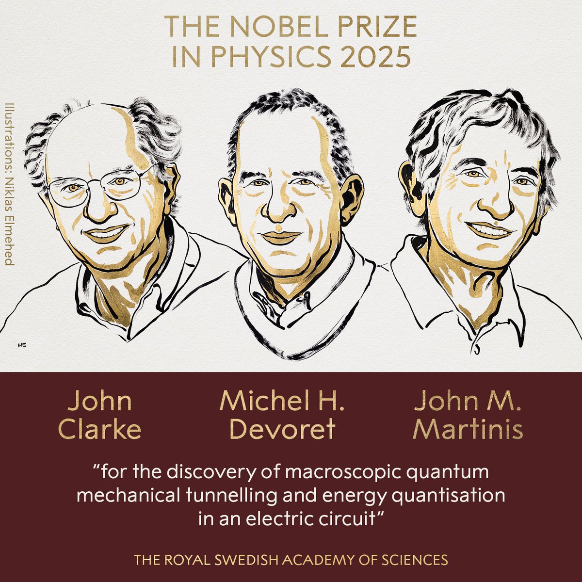 IPLab_Rajkot's tweet photo. The #NobelPrize2025 in #Physics for "Macroscopic Quantum Mechanical Tunneling & #Energy #Quantisation in an #ElectricCircuit”
#Congratulations to John Clarke, Michel H. Devoret & John Martinis for pushing #Quantum into #Macroscopic domain.
#QuantumComputing just got more Real ! https://t.co/RjqrRFReHH