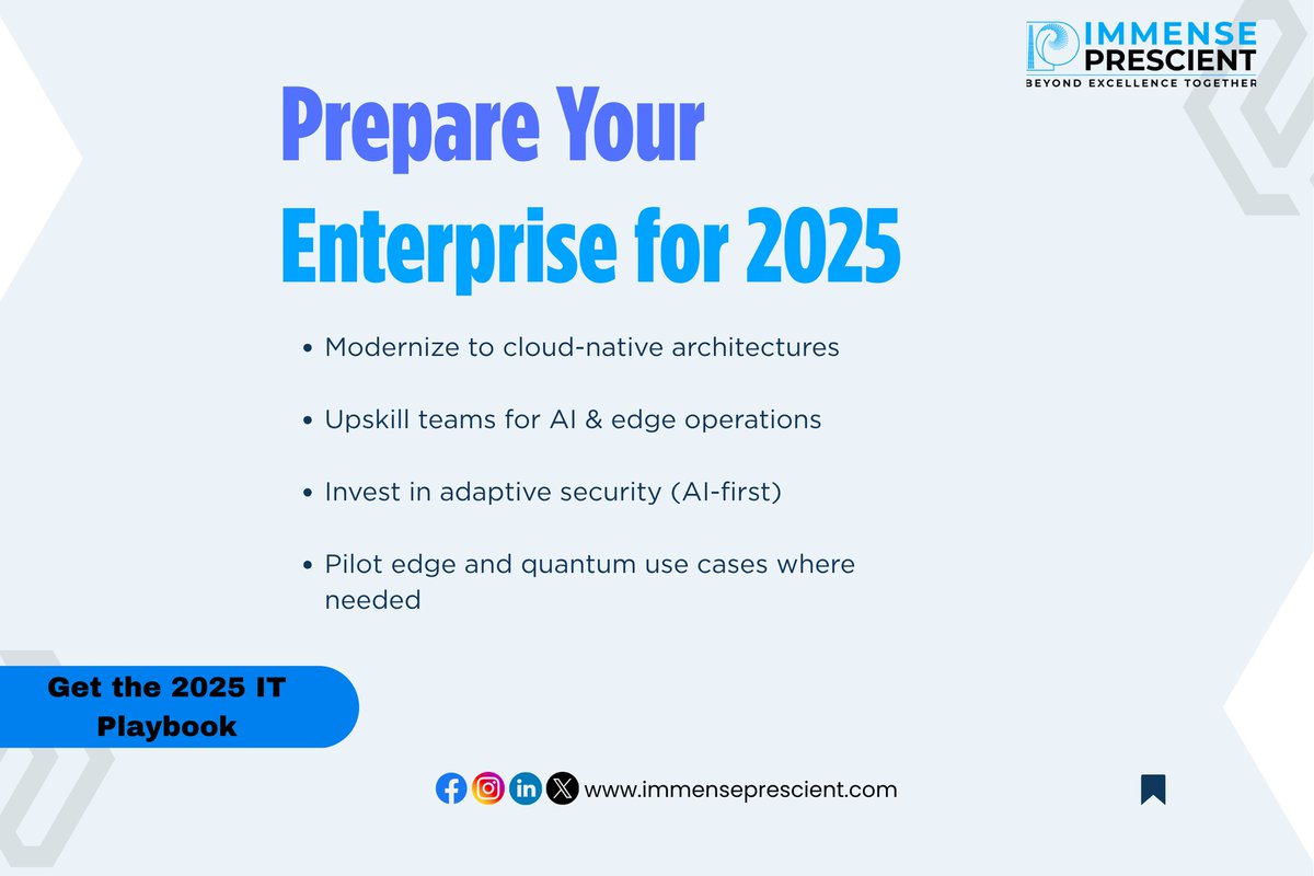 immnseprescient's tweet image. AI 🤖 | Quantum ⚛️ | Edge 🌐 | Sustainability 🌱
The future of enterprise IT is already here.
Discover how emerging technologies are reshaping business in 2025:
👉 immenseprescient.com/emerging-techn…
#EnterpriseIT #AI #QuantumComputing #DigitalTransformation