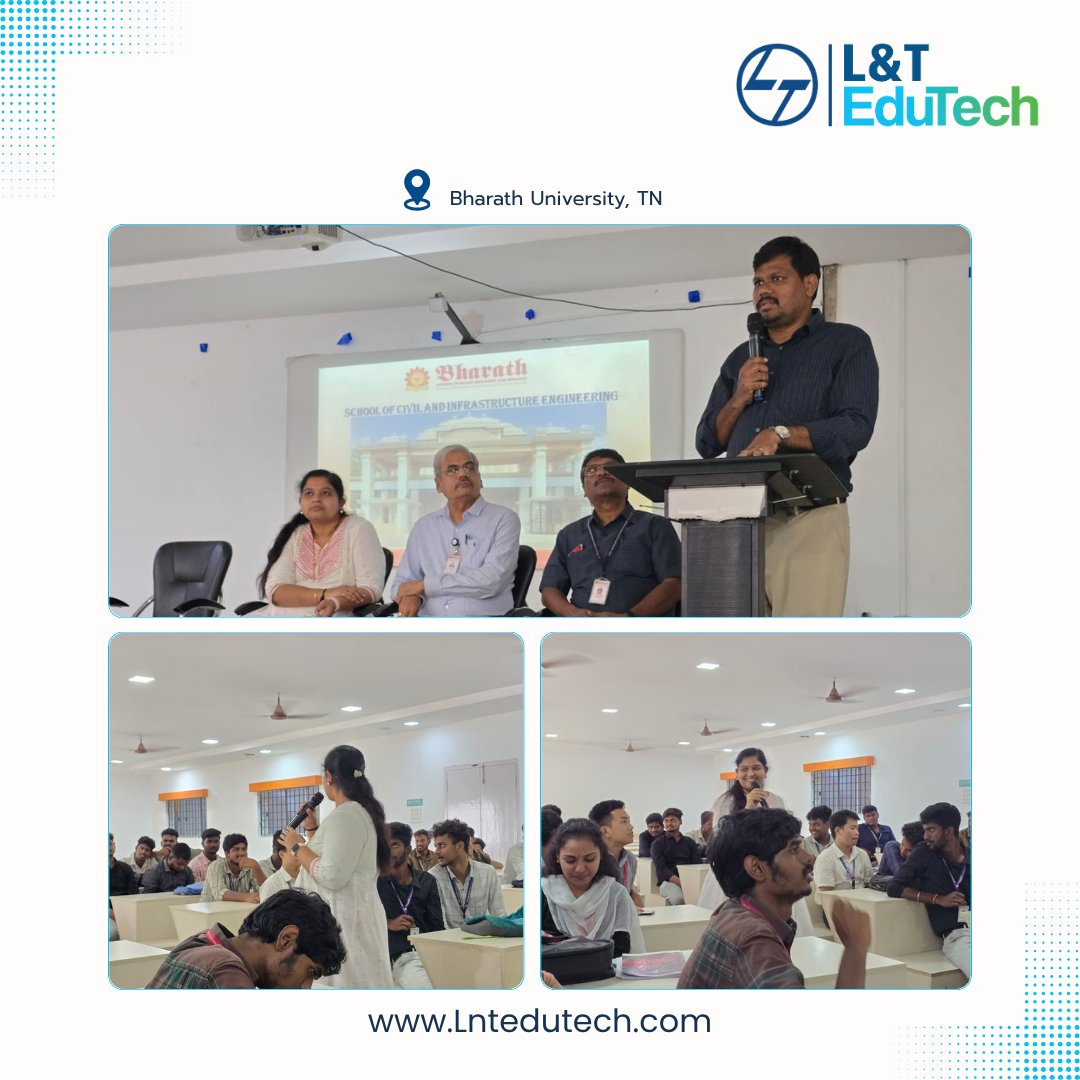 lntedutech's tweet image. L&amp;amp;T EduTech empowered Civil Engineering students with hands-on BIM training. At KIOT, Thangaperumal S led a 5-day session on Revit and Navisworks. Experts Anu M R and Muneeswaran M conducted sessions across colleges, bridging theory with real-world industry practices.
#LnTEduTech