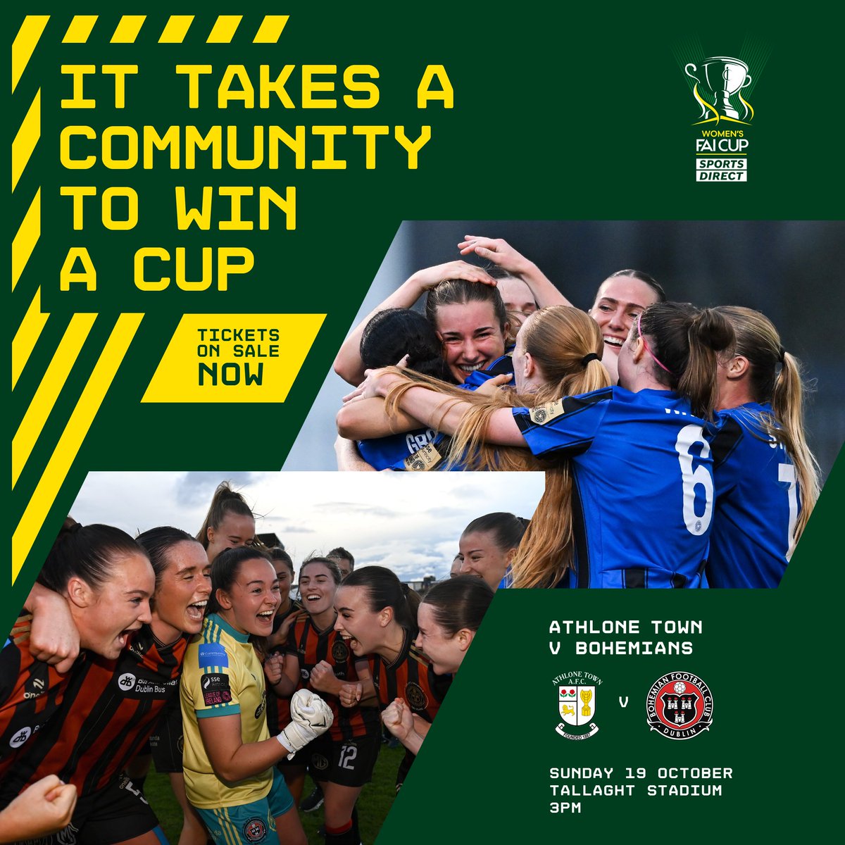 bfcdublin's tweet photo. 🔜 12 days to go!

🏆A historic occasion for our club and community as Bohemians compete in the Sports Direct Women's FAI Cup final for the first time on Sunday October 19.

🎟️ Secure your tickets now: https://t.co/AGpxpzjMKv https://t.co/Tdnk5dLfSE