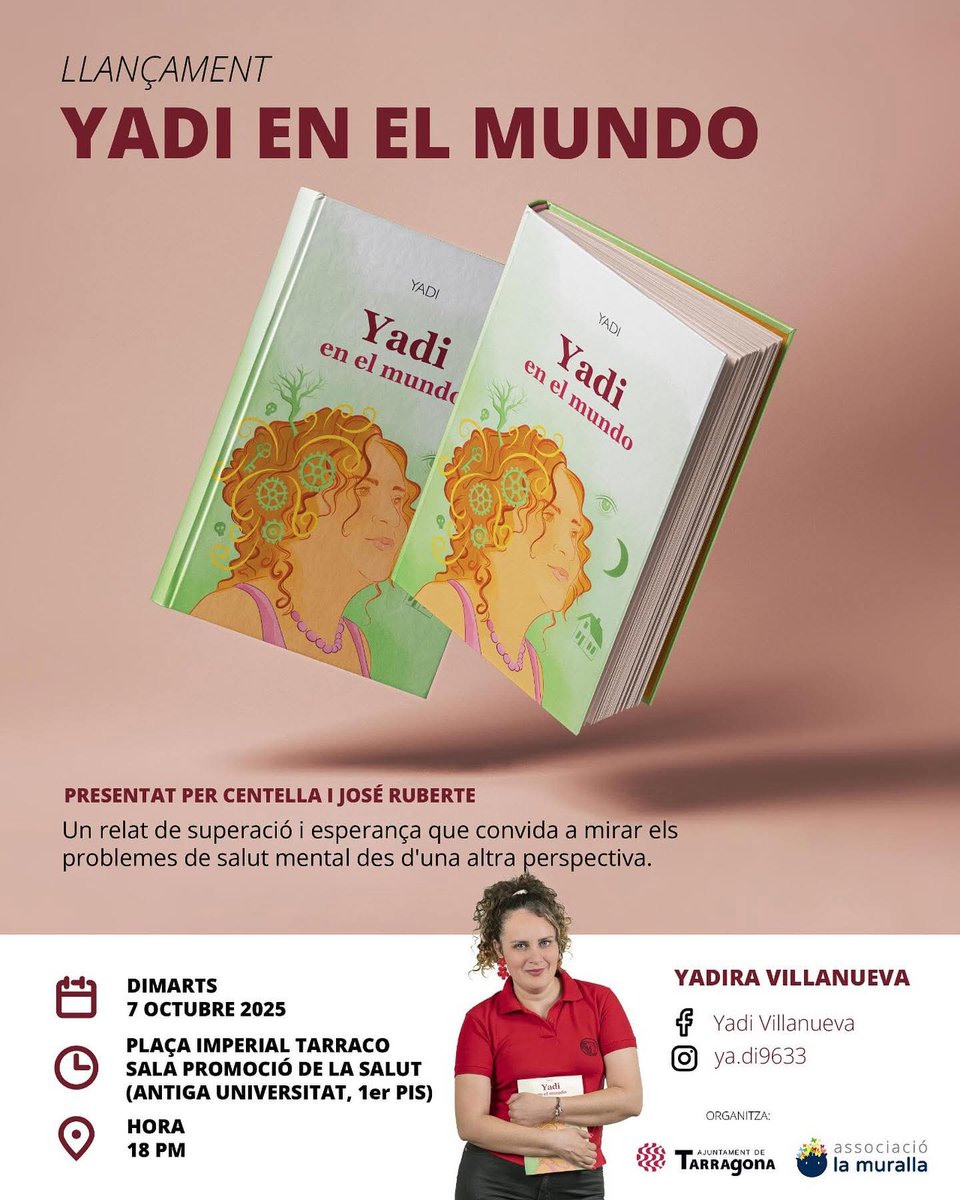 Avui es presenta el llibre ‘Yadi en el mundo’ a càrrec de l,Ana Villanueva, ens explicarà la seva història de superació personal. A les 18h. A l,antiga facultat de la plaça imperial.