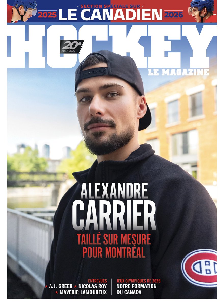HockeyMagazine's tweet photo. Voici la page frontispice de notre première édition de la saison, qui met en vedette le défenseur du @CanadiensMTL @AlexCarrier55. Elle sera disponible en kiosque partout au Québec dès jeudi. Bonne saison à tous!

Pour un accès inédit à vos joueurs préférés ! 

#GoHabsGo https://t.co/8nDK0or0hZ