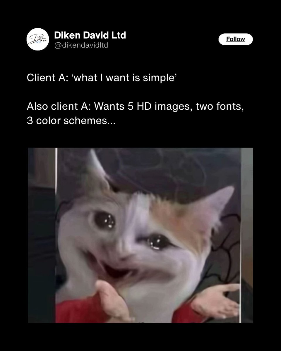 dikendavidltd's tweet image. Who else can relate with simple requests like this😭

Anyway, have you joined our free AI content creation class? Join here👇🏽
🔗 rfr.bz/t43728b

#generativeaicourse #freeclass #chatgpt #chatgptprompts #humor #viralmemes #dikendavid