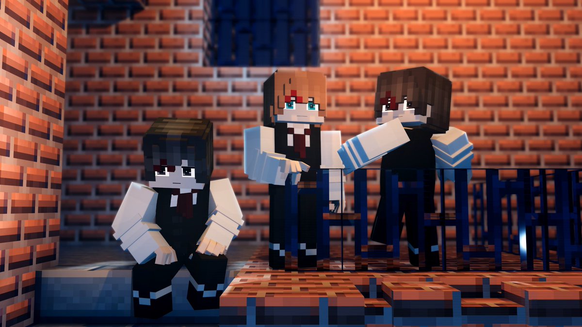 _TDNZak's tweet image. Miyaguchi, Hagiwara, and Takizawa. Three of the Hitomi family's dedicated butlers serving the family in medical aid, personal assistance, and combat support. #Minecraft #mineimator #Modelbench