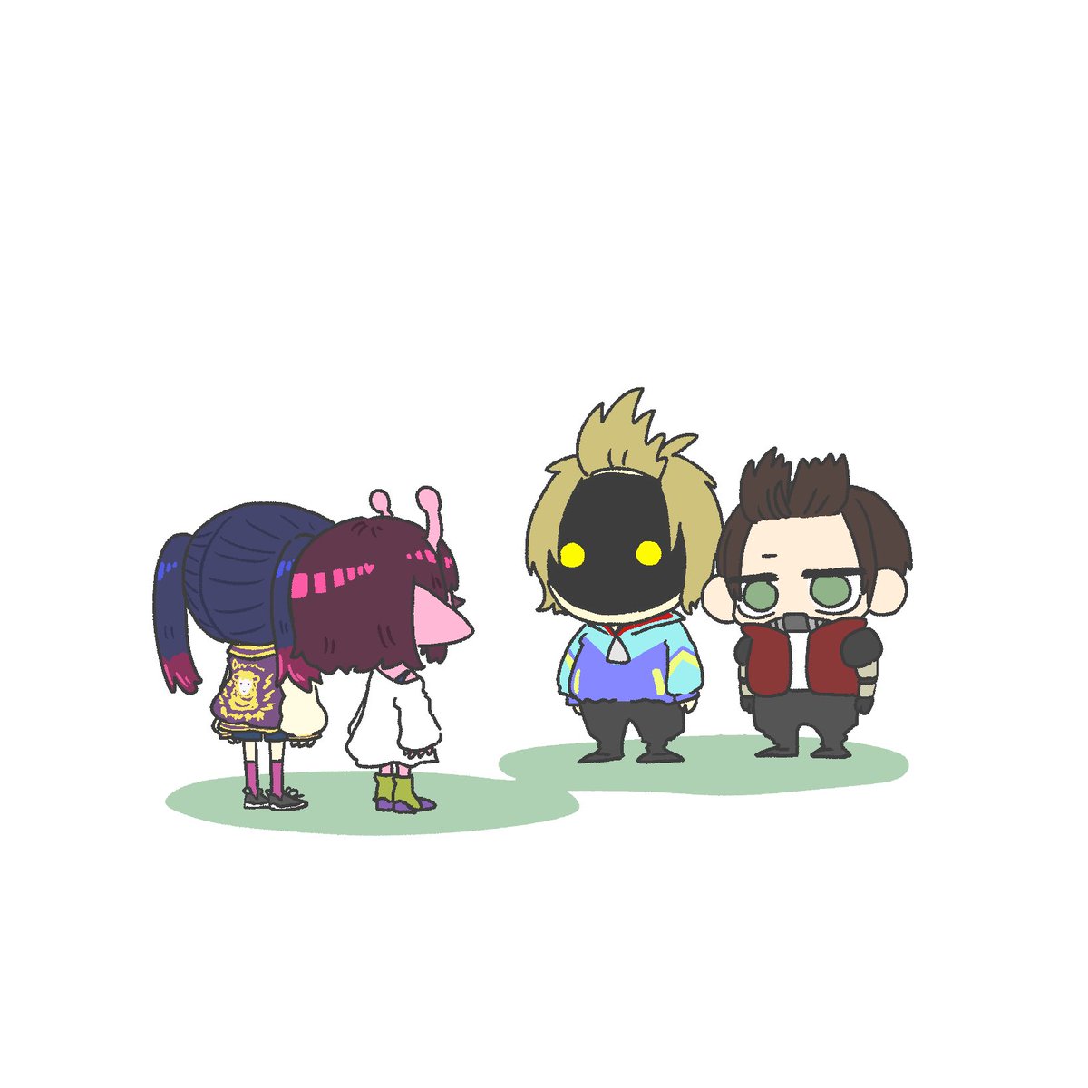 ﾏｸｶﾄとギャノレ
🩷「あれー？🦾くんと📺くんだー」
🤖「おひさしぶりでーす」
🦾「久しぶり」
📺「2人とも元気だったー？？」
🩷「元気だよーてかイメチェンした？？」
📺「違うよーちょっと仕事で怒られちゃったの⭐️」
🩷「へー」🤖「うわー」
 #マクカト
